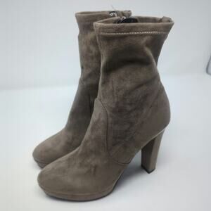 G By Guess Brown Velvet Heel Boots Booties Womens Size 6